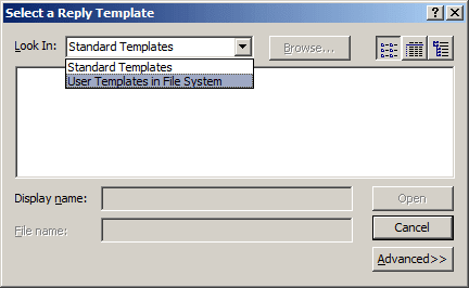 Select a Reply Template in Outlook 2007