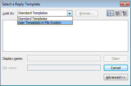 Select a Reply Template in Outlook 2010