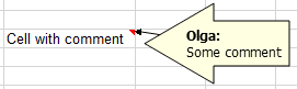 Example of Comment Shape in Excel 2016