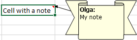 Example of Note Shape in Excel 365