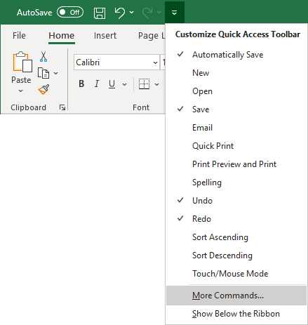 Quick Access in Excel 365