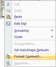 Comment popup in Excel 2007