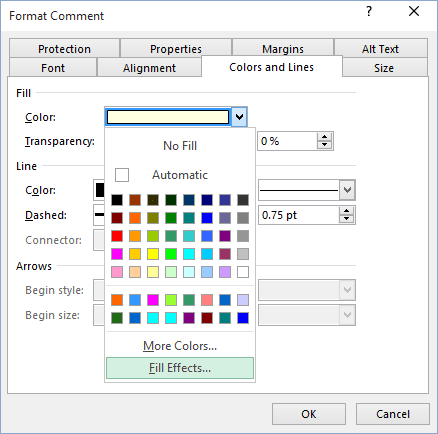 Comment color in Excel 2016 Comment color in Excel 2016