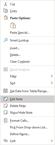 Edit Comment in popup menu Excel for Microsoft 365 Edit Comment in popup menu Excel 365