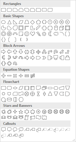 Shapes in Word 2016 Shapes in Word 2016