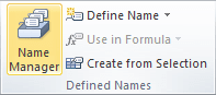 Defined Names group in Excel 2010