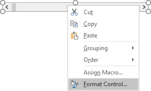 control popup in Excel 2016