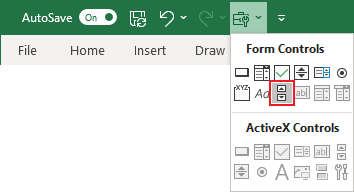 Insert dropdown list in Quick Access Toolbar Excel 365