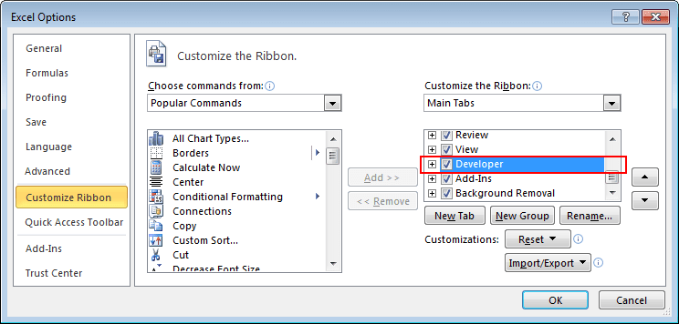Customize Ribbon in Excel 2010