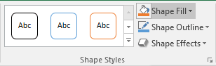 Shape Styles group in Excel 2016