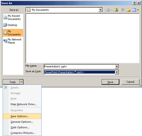 Save options in PowerPoint 2007
