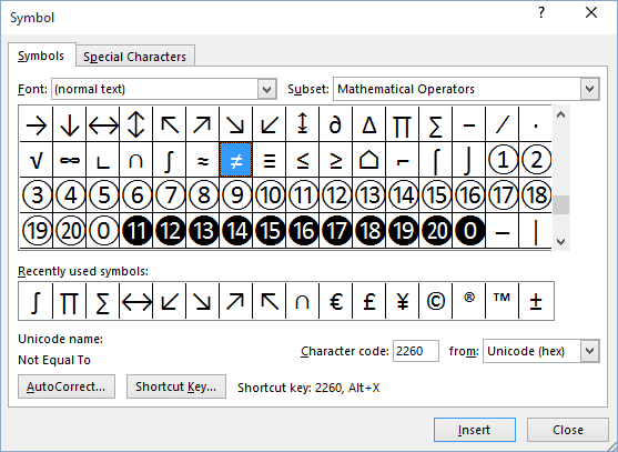 Select symbol in Word 2016 Select symbol in Word 2016