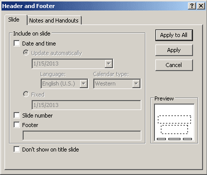 Header and Footer in PowerPoint 2007