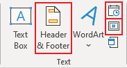 Header and Footer button in PowerPoint 365
