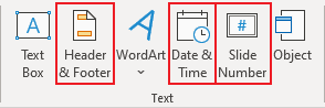Header and Footer buttons in PowerPoint for Microsoft 365 Header and Footer buttons in PowerPoint 365