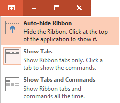 Ribbon displays options PowerPoint 2016