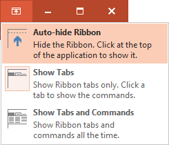 Ribbon displays options PowerPoint 2016 Ribbon displays options PowerPoint 2016