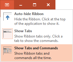 Ribbon displays options PowerPoint 2016