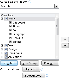 New Tab in PowerPoint 2010