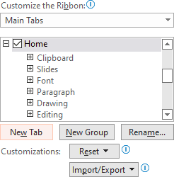 New Tab in PowerPoint 365
