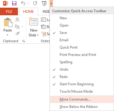 Quick Access PowerPoint 2013