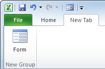 Form in own menu in Excel 2010