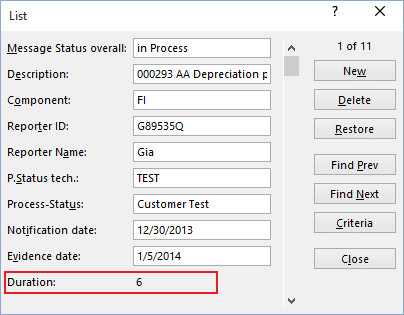 Formula in Excel 2016