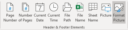 Format Picture for Header and Footer in Excel 365