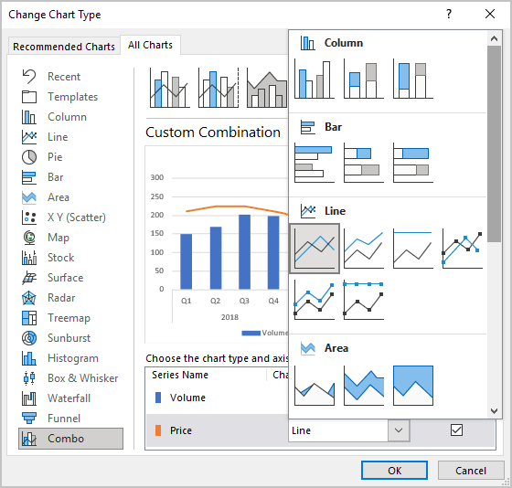 Area chart in Excel 365