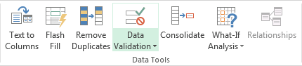 Data Tools group in Excel 2013