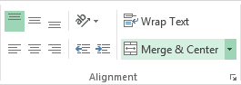 Merge and Center in Excel 2013