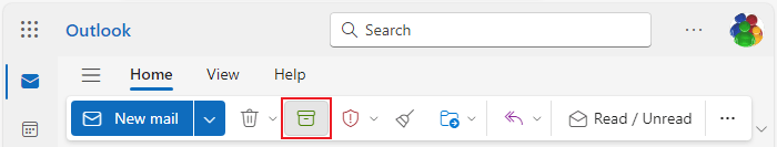 Archive button in Simplified ribbon Outlook for Web