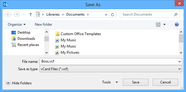 Save As Outlook 2013