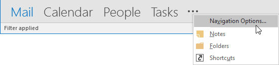 Navigation Bar in Outlook 2016