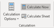 Calculate Now button in Excel 365