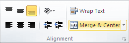 Alignment group in Excel 2010