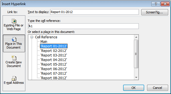 Insert Hyperlink in Excel 2010