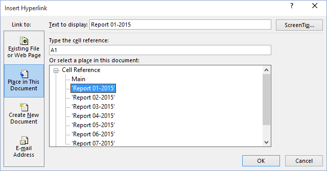Insert Hyperlink in Excel 2016 Insert Hyperlink in Excel 2016