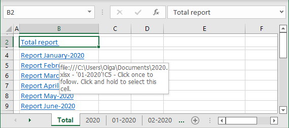 Hyperlinks in Excel 365