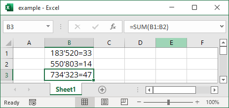 Example of separators Excel 365 options
