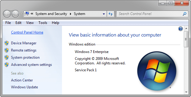 Windows 7 system