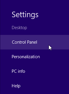 Windows 8 settings