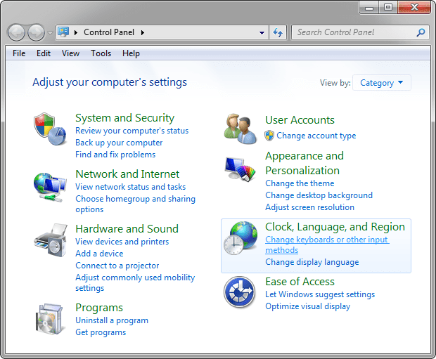 Control Panel Windows 7 Control Panel Windows 7