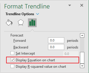 Display Equation of Trendline in Excel 365