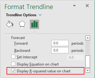 Display R-squared value on chart in Excel 365