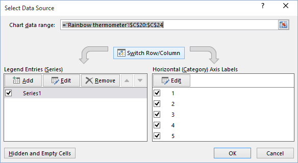 Add data series in Excel 2016