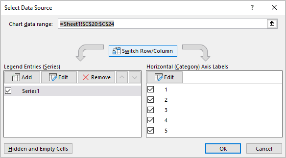 Switch Row/Column in Select Data Source dialog box Excel 365