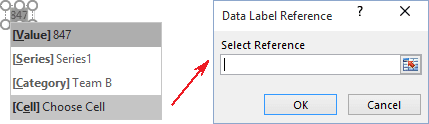 Choose cell for Label in Excel 2016