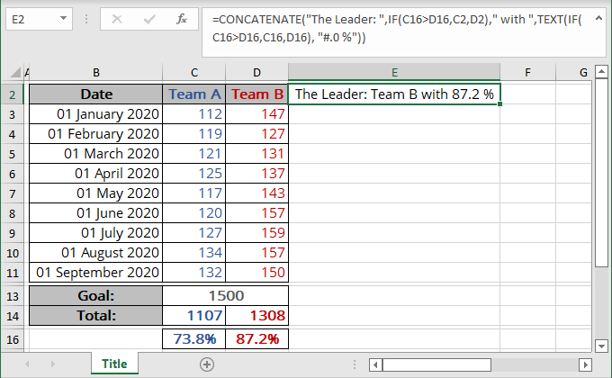 Data for chart title in Excel 365