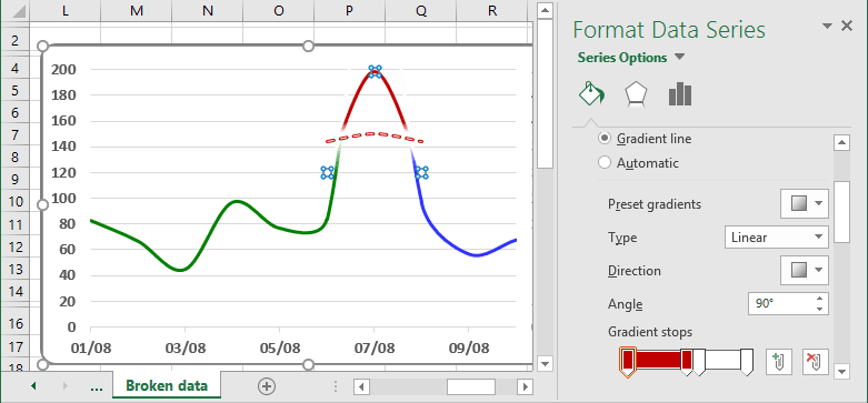 Gradient Fill in Excel 2016